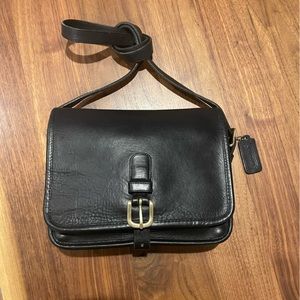 Coach Vintage 80s NYC Saddle Pouch Crossbody Bag Medium Black